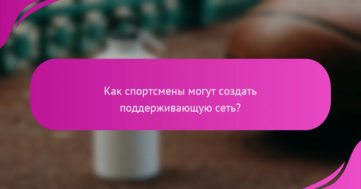 Как спортсмены могут создать поддерживающую сеть?