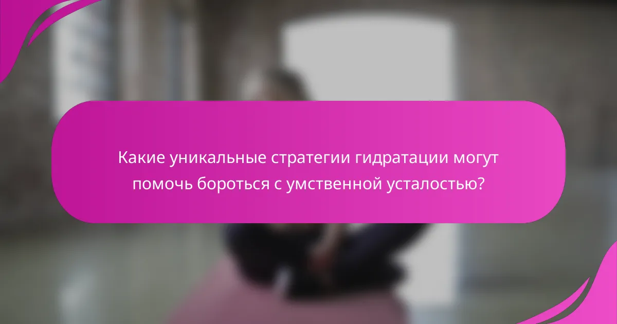 Какие уникальные стратегии гидратации могут помочь бороться с умственной усталостью?