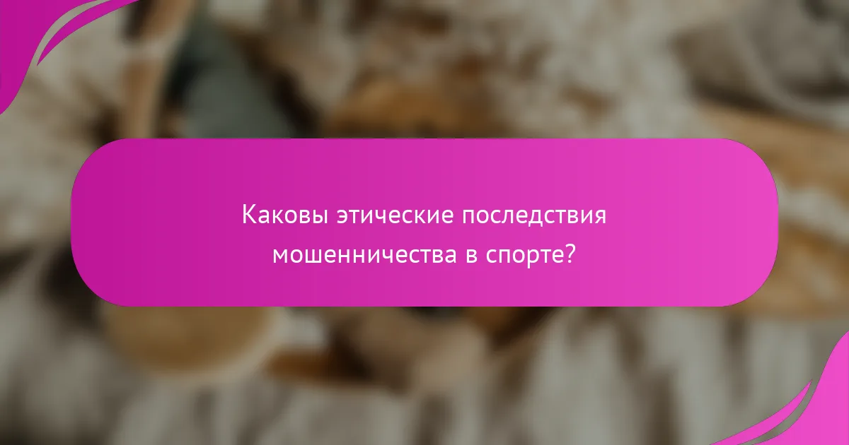Каковы этические последствия мошенничества в спорте?