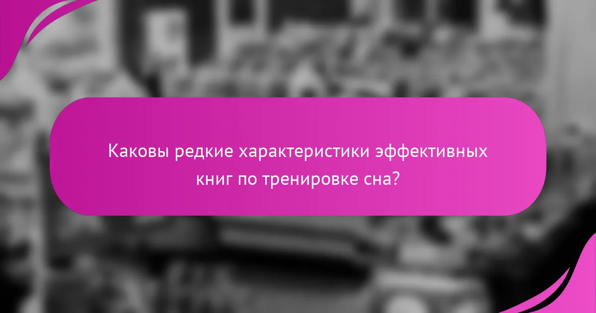 Каковы редкие характеристики эффективных книг по тренировке сна?